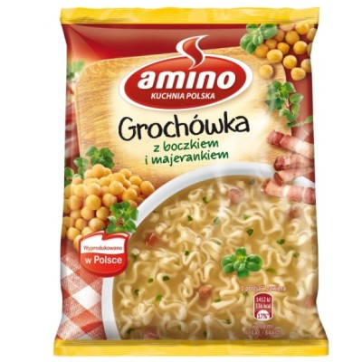 Amino ZUPA GROCHOWA GROCHÓWKA Z BOCZKIEM I MAJERANKIEM  65g KRÓTKA DATA